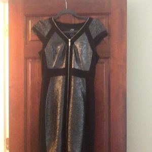 Black and silver dress with front zipper